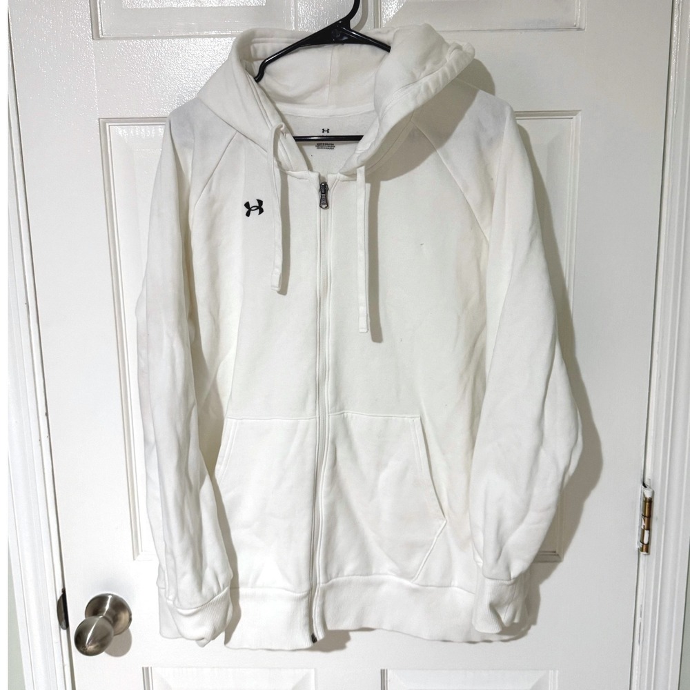Under Armour Womens Rival Terry Full Zip Hoodie White Plus Size 1X Sweatshirt